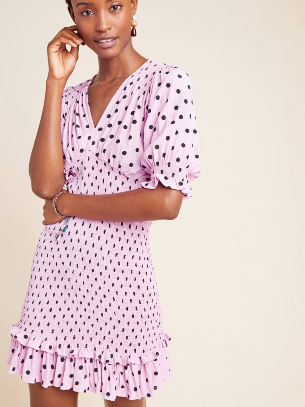 Faithfull the Brand Pink Polka Dot Mini Dress